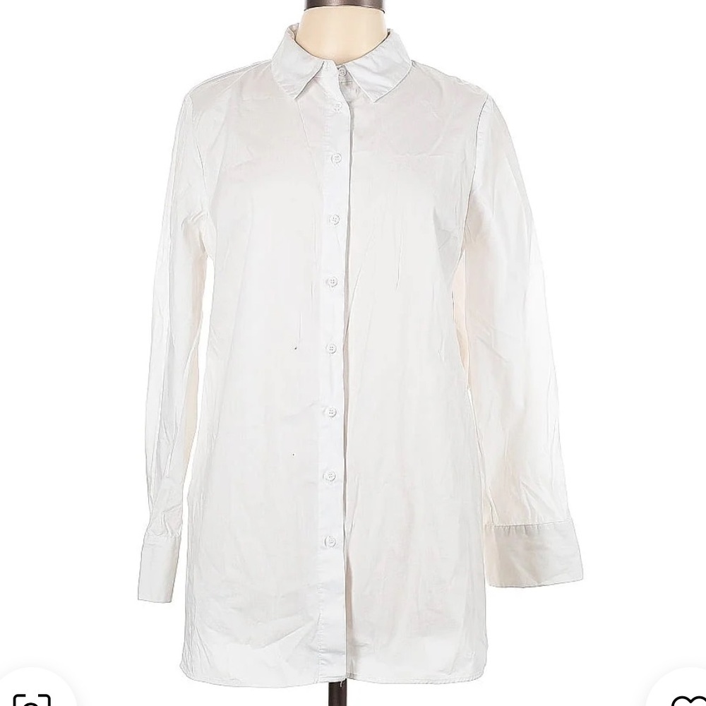 Marled button-down white shirt
